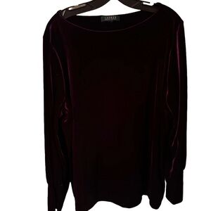 Lauren Ralph Lauren Velour Royal Purple Pullover Top Shirt Blouse size 3X